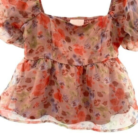 Charmed Hearts Romantic Fairy Puff Sleeve Crop Top Coquette Milkmaid - Picture 2 of 11